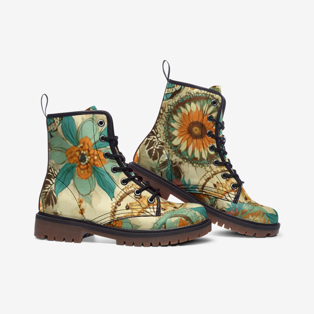 Floral Vegan Combat Boots – Eco-Friendly & Stylish Footwear