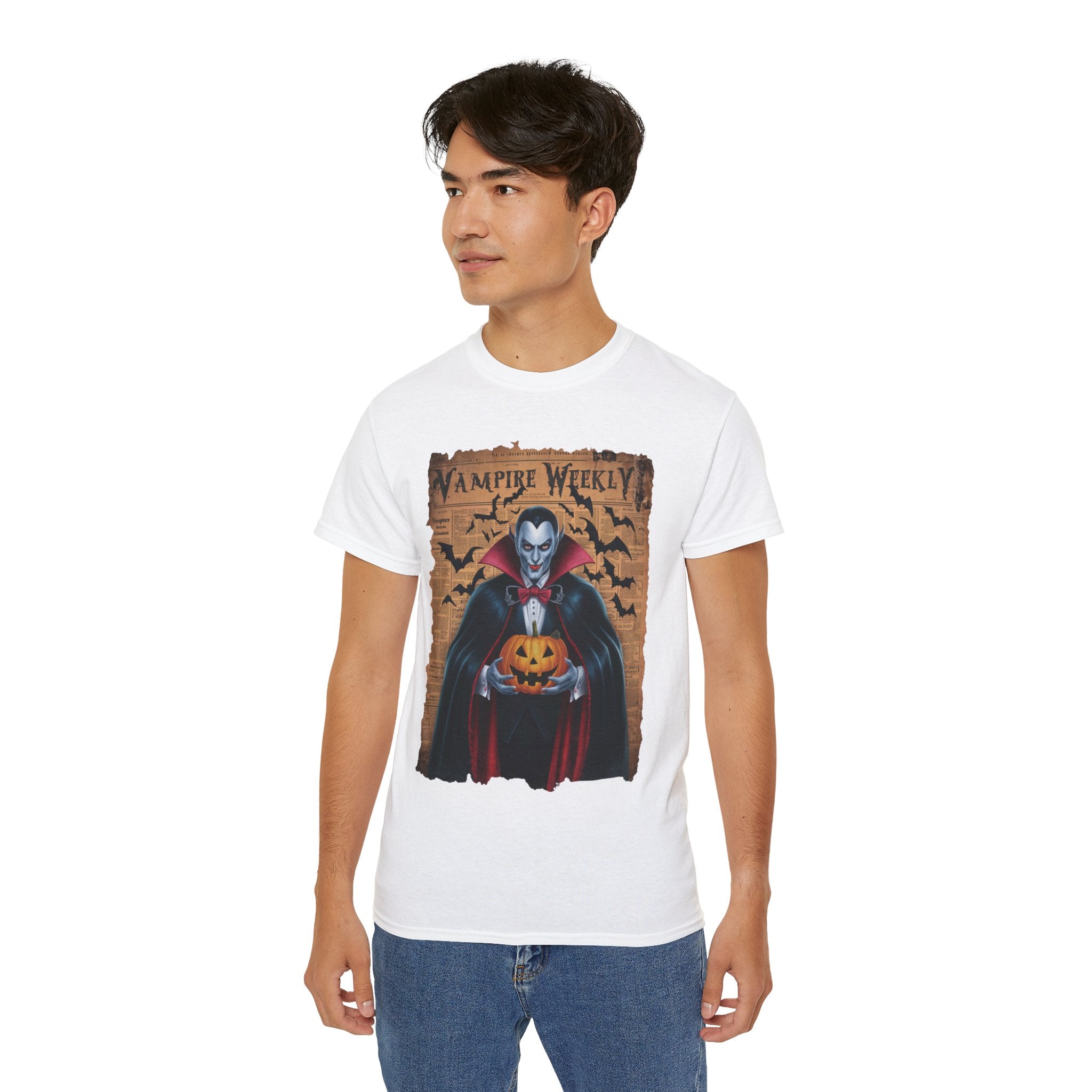 Vampire Weekly T-Shirt – Halloween Dracula with Pumpkin Design