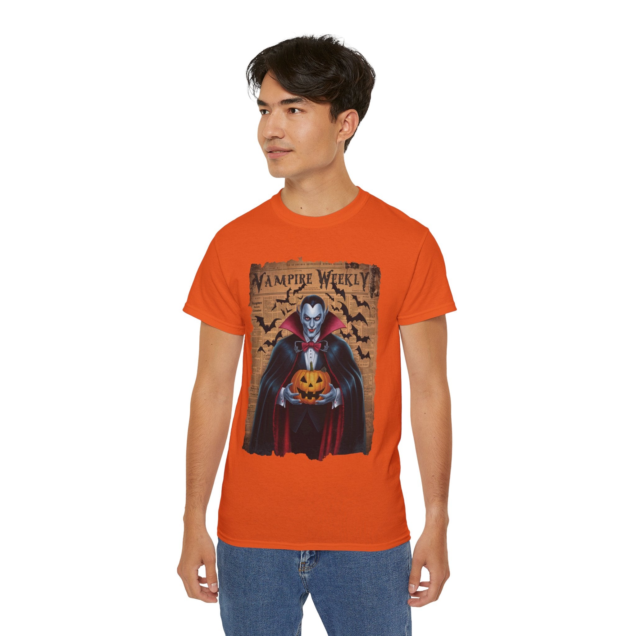 Vampire Weekly T-Shirt – Halloween Dracula with Pumpkin Design