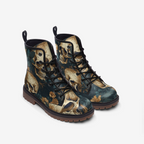 Vegan Combat Boots Skull Floral