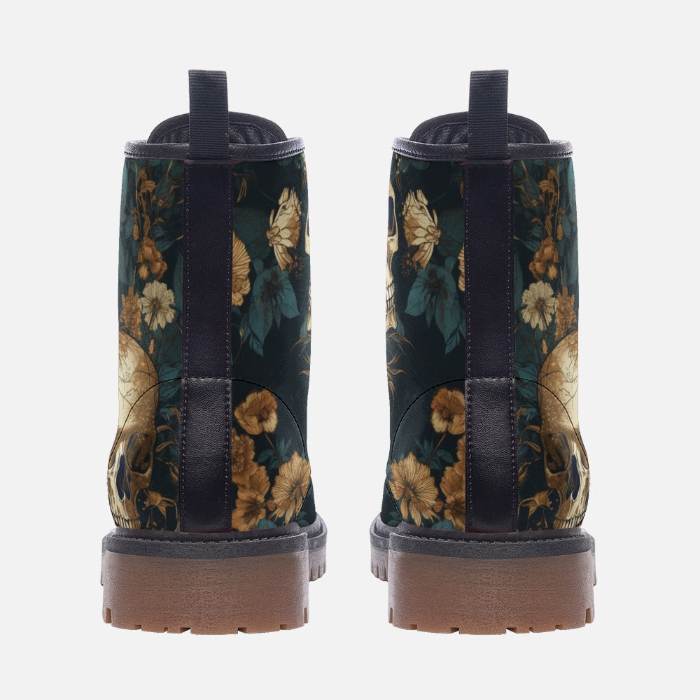 Vegan Combat Boots Skull