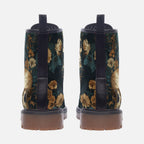 Vegan Combat Boots Skull Floral