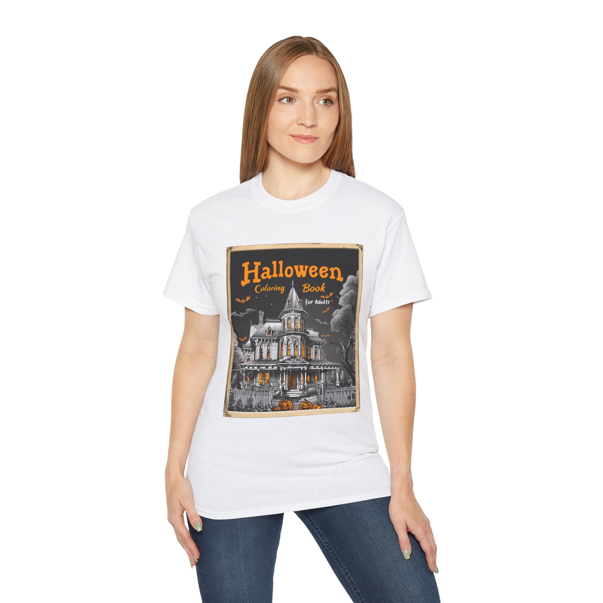 Halloween Coloring Book Graphic T-Shirt – Haunted House Edition