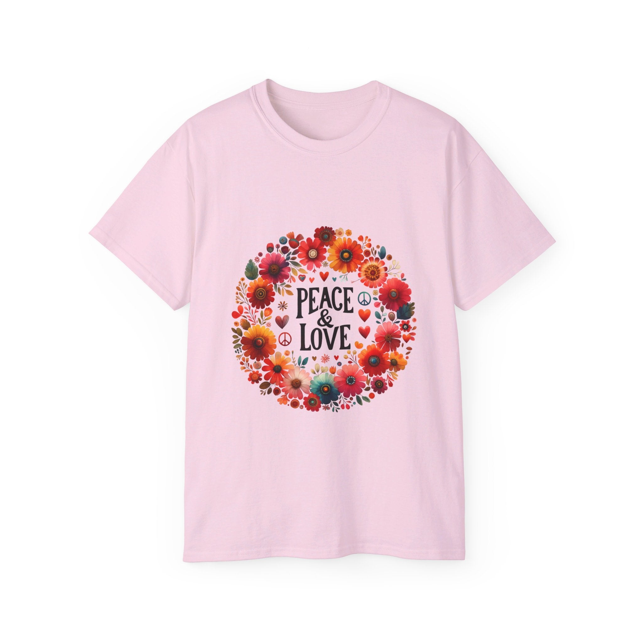 T-shirt hippie, t-shirt Green Floral Peace