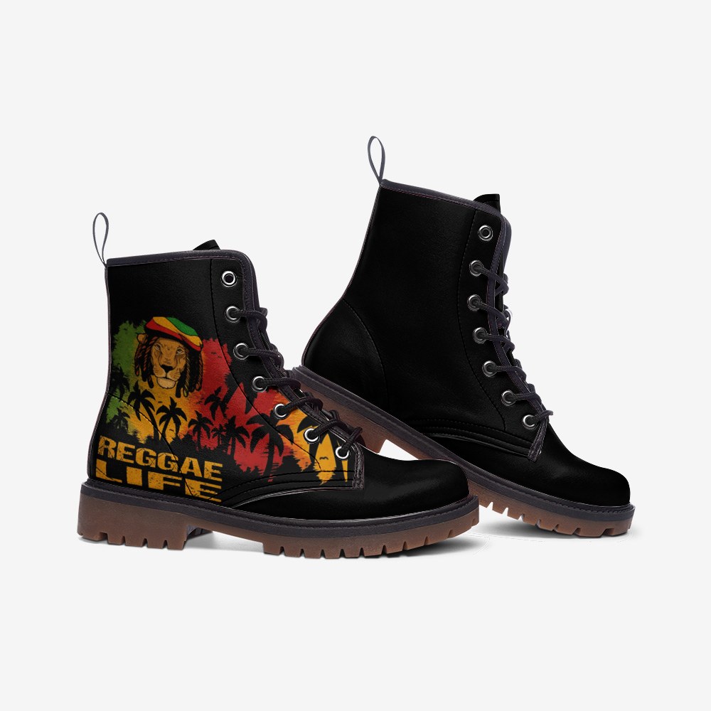 Vegan Combat Boots Bob Marley, Reggae, Weed