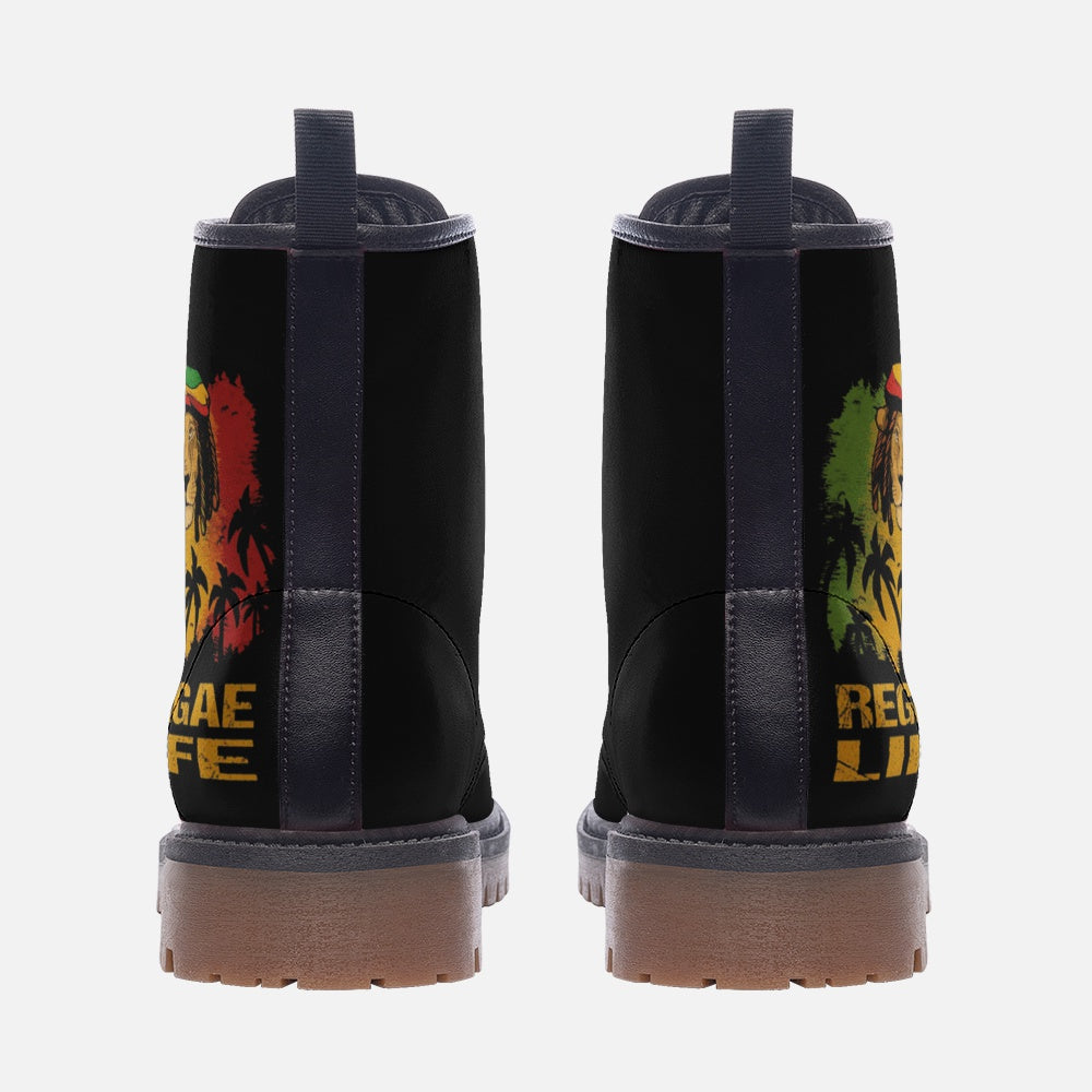 Vegan Combat Boots Bob Marley, Reggae, Weed