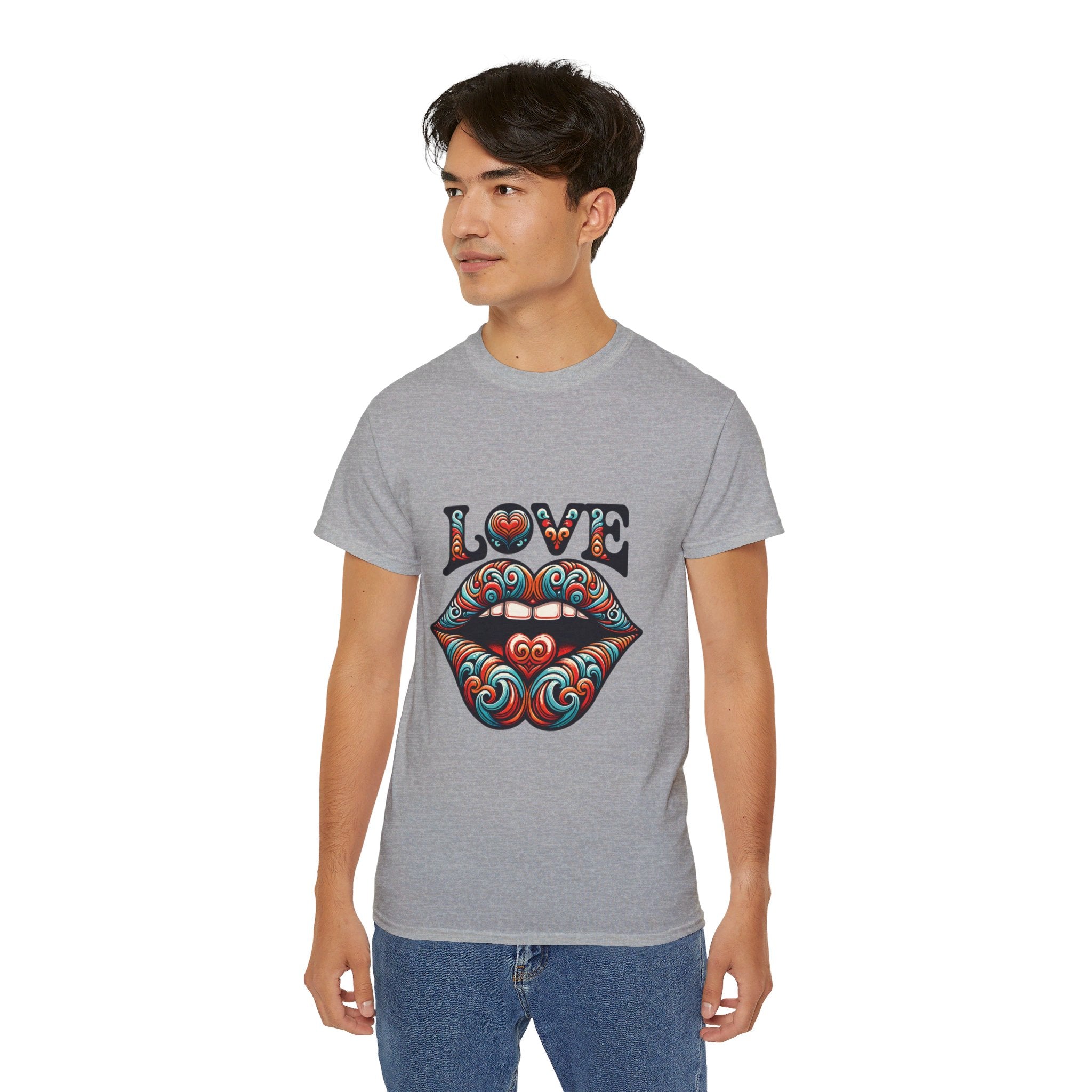 Hippie t-shirt, Love Heart Blue and Red T-shirt