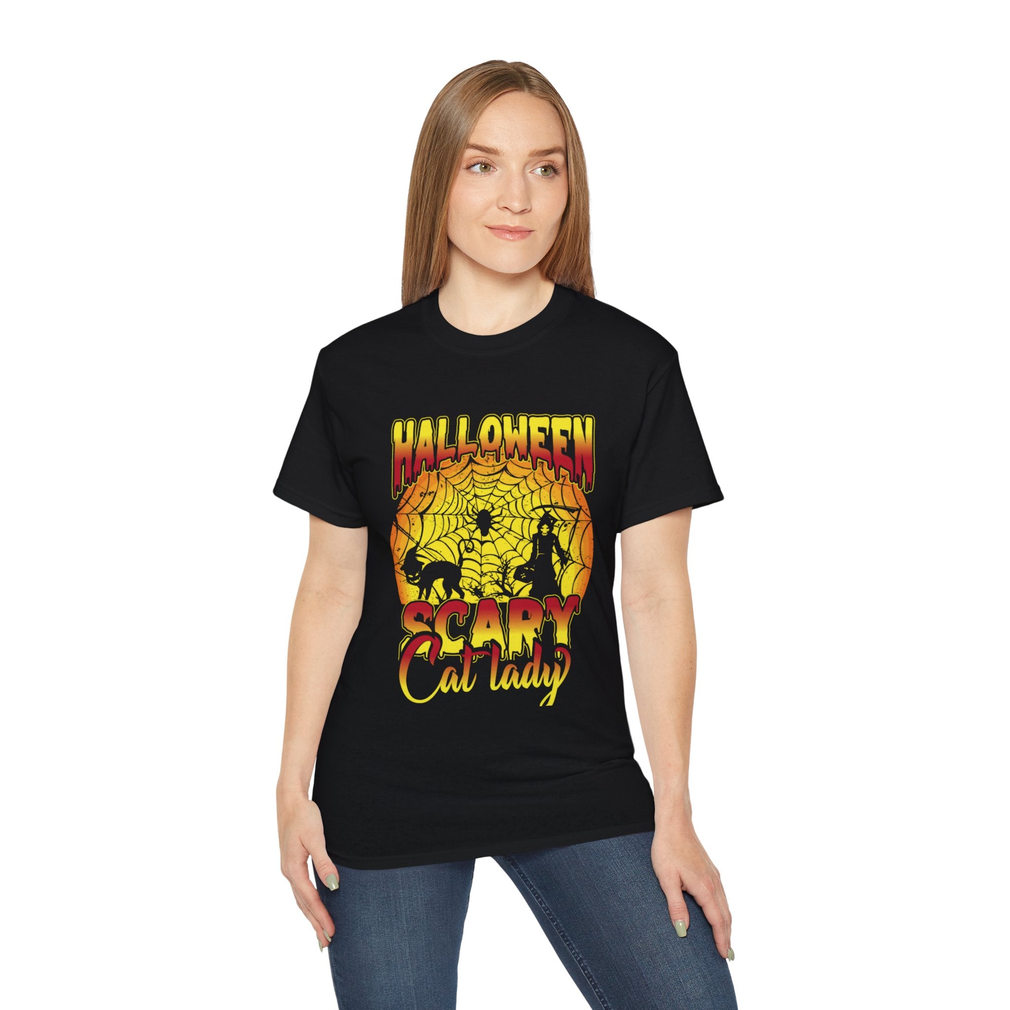 Halloween Scary Cat Lady" T-Shirt