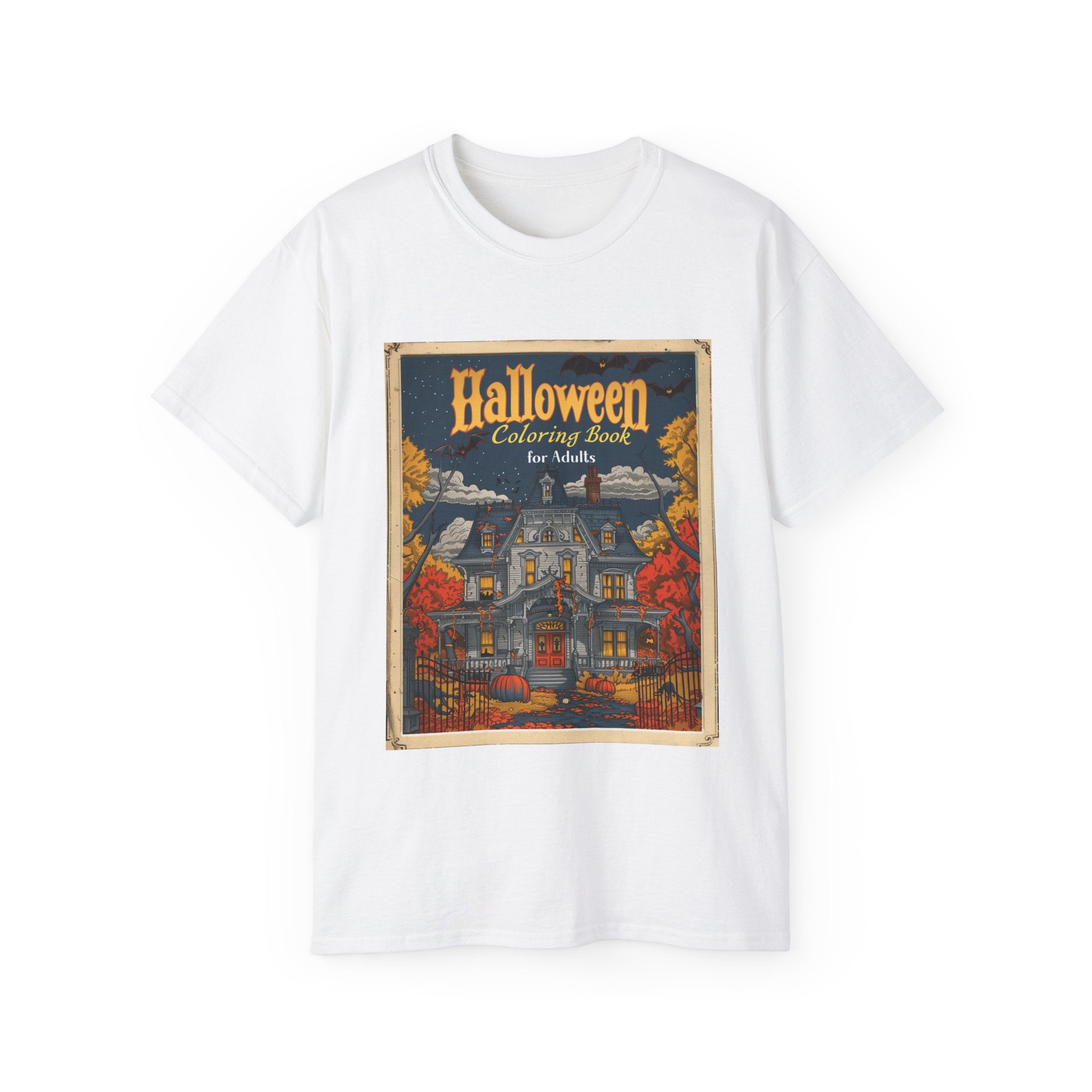 Halloween Coloring Book for Adults T-Shirt – Spooky Haunted House Design