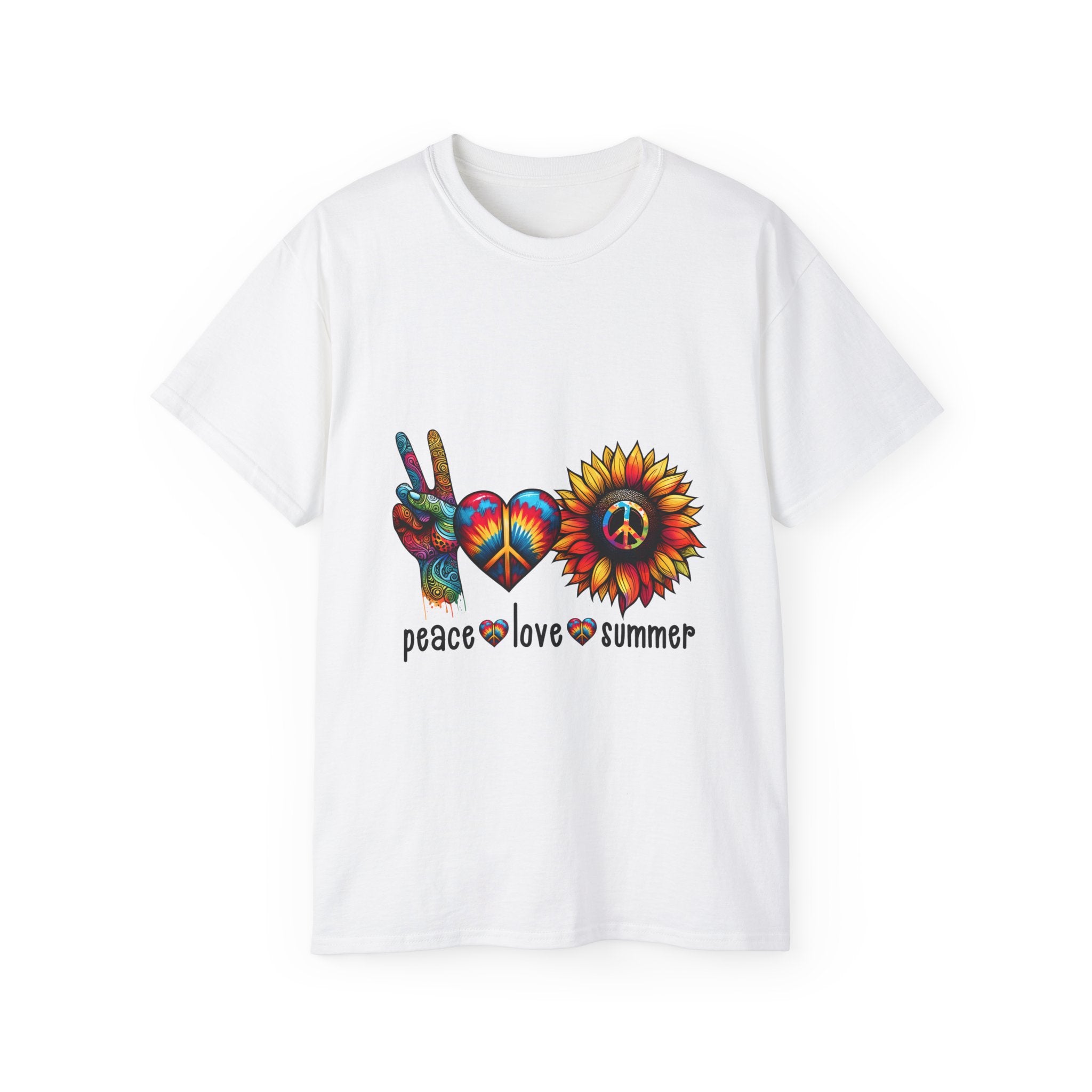 Hippie t-shirt, peace" and "love t-shirt