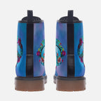 Peace & Floral Vegan Combat Boots – Eco-Friendly and Stylish