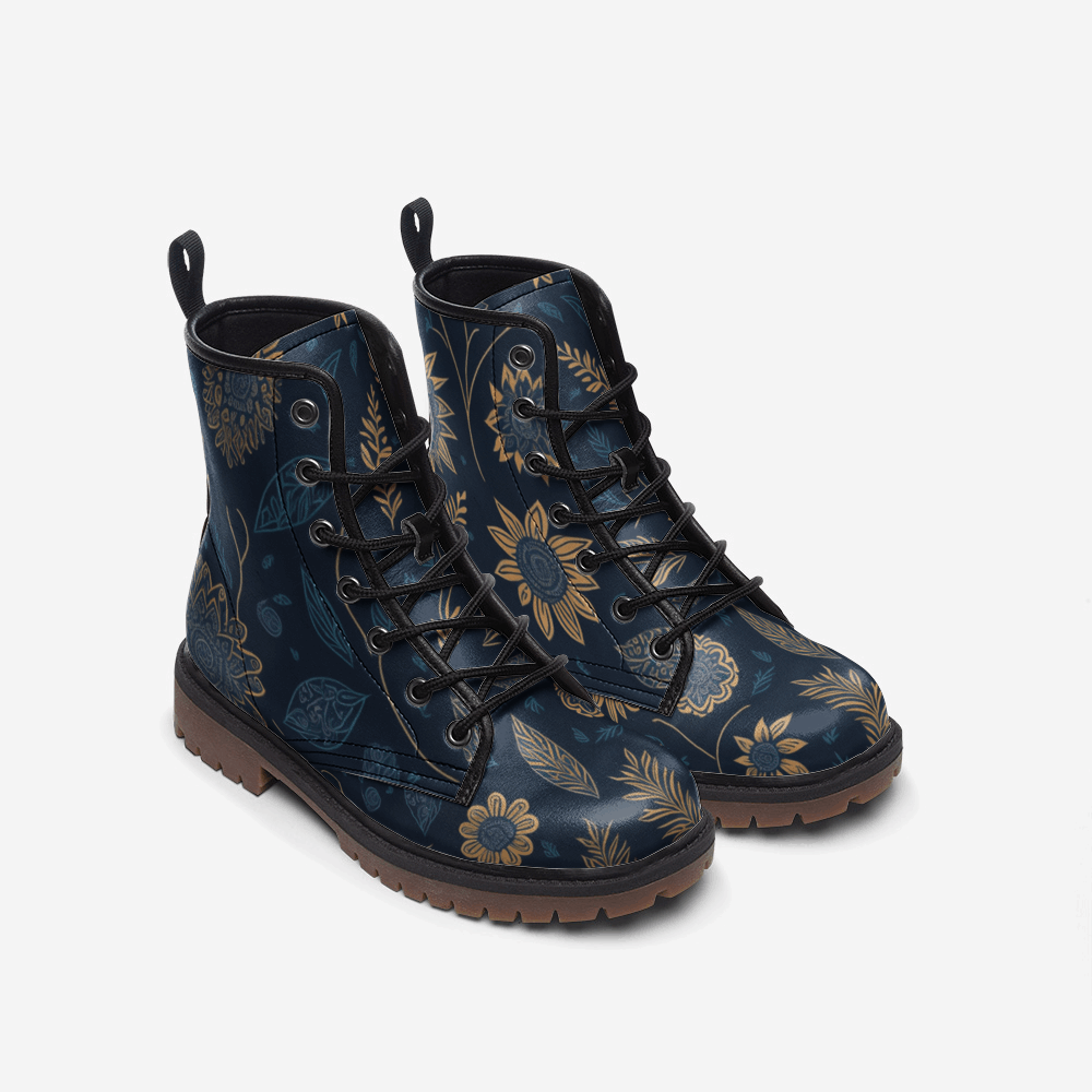 Boho Floral Vegan Combat Boots