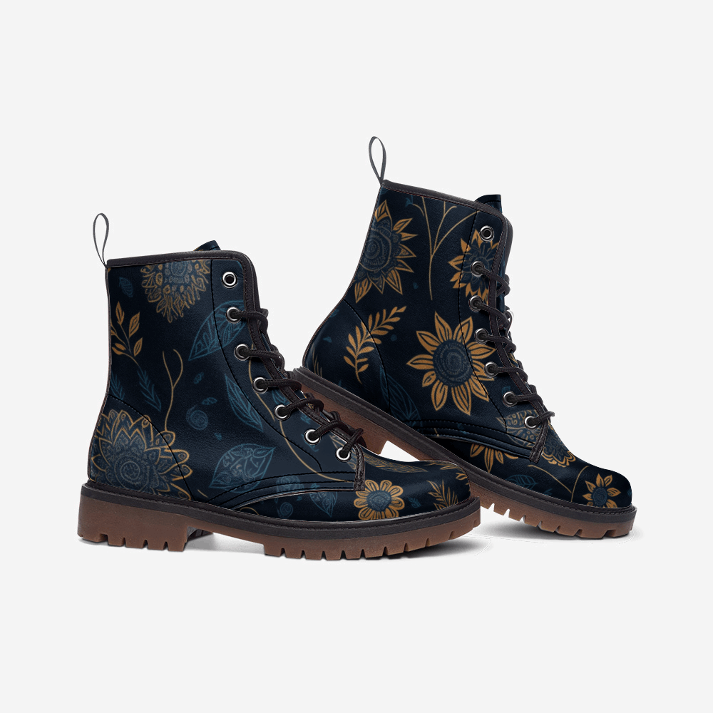 Boho Floral Vegan Combat Boots