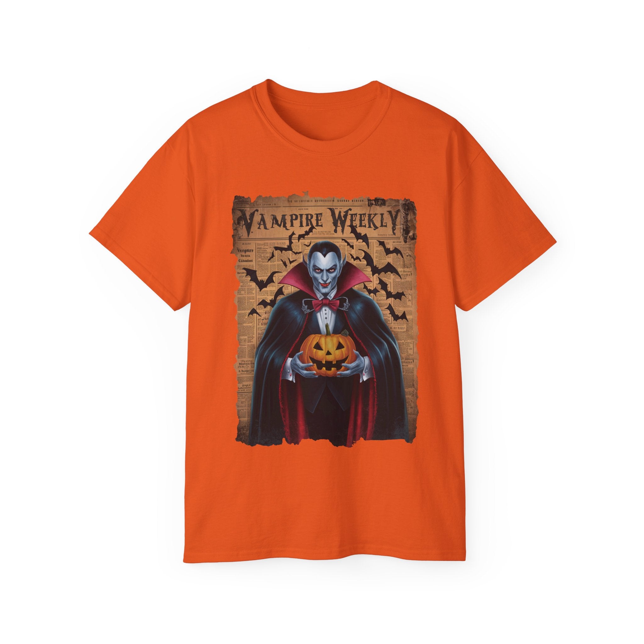 Vampire Weekly T-Shirt – Halloween Dracula with Pumpkin Design