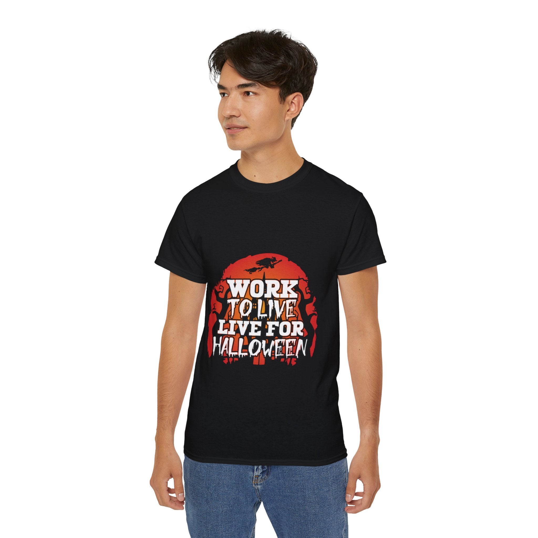 Work to Live, Live for Halloween" Graphic T-shirt