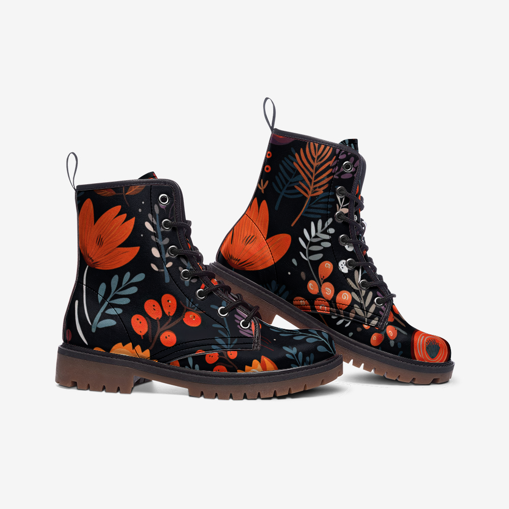 Floral Vegan Combat Boots