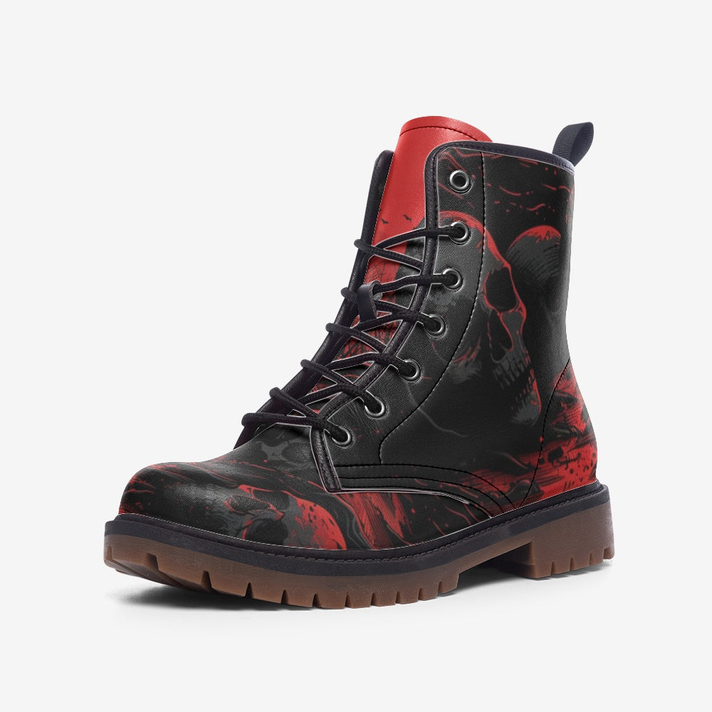 Black and Red Artistic Combat Boots – Rebel with Style