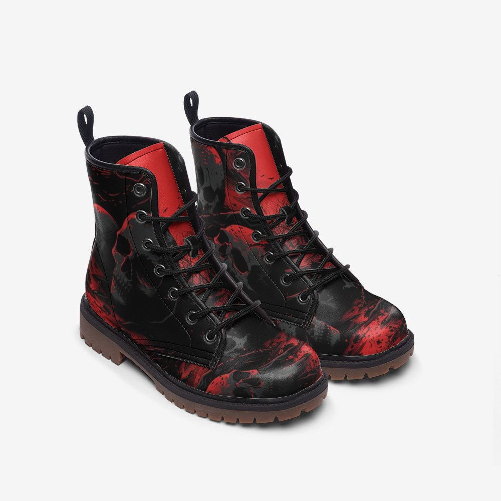 Black and Red Artistic Combat Boots – Rebel with Style