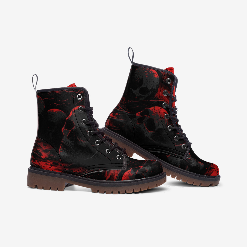 Black and Red Artistic Combat Boots – Rebel with Style