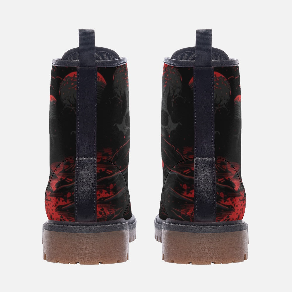 Black and Red Artistic Combat Boots – Rebel with Style