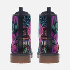 Botanical Pink Vegan Combat Boots – Illustrated Nature Print