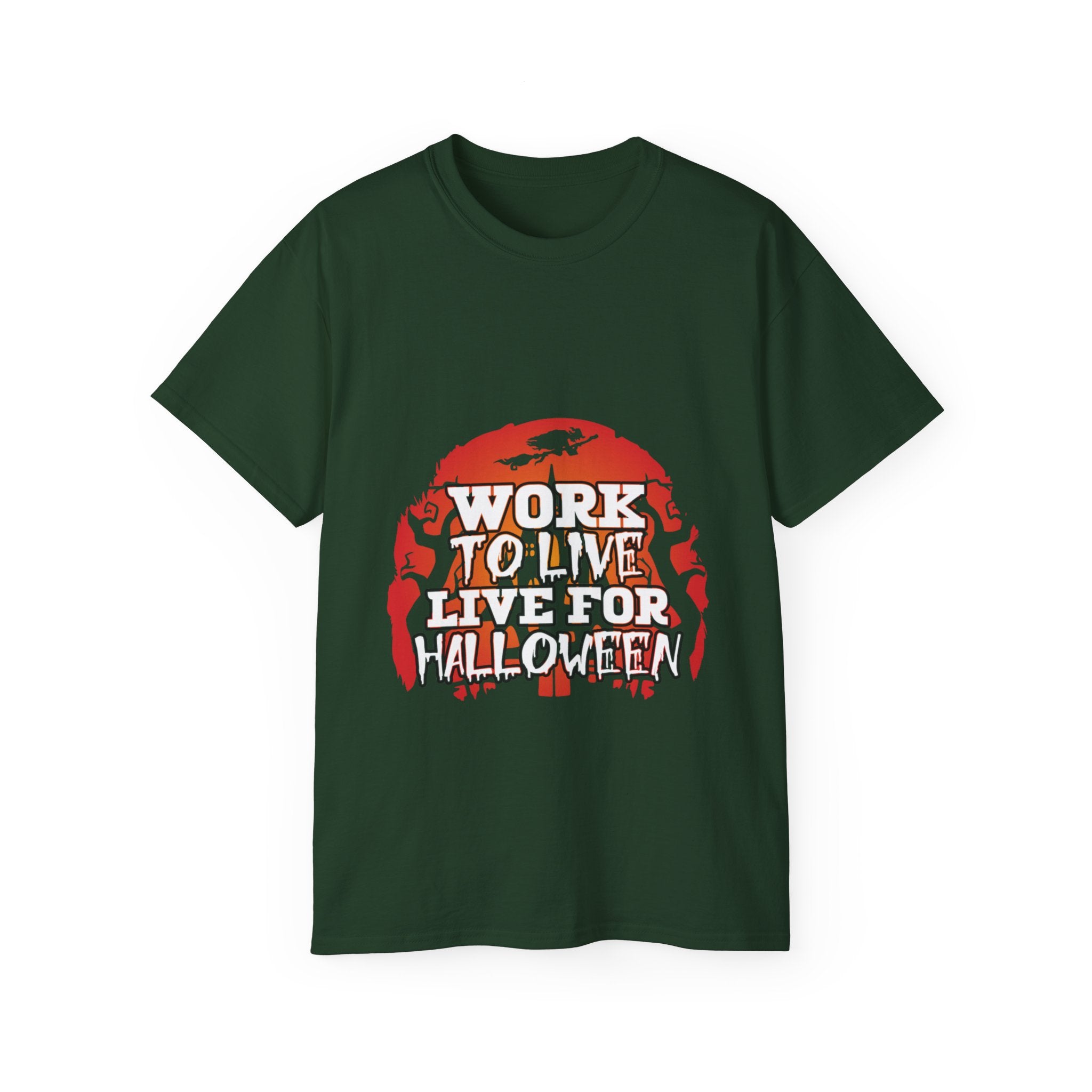 Work to Live, Live for Halloween" Graphic T-shirt