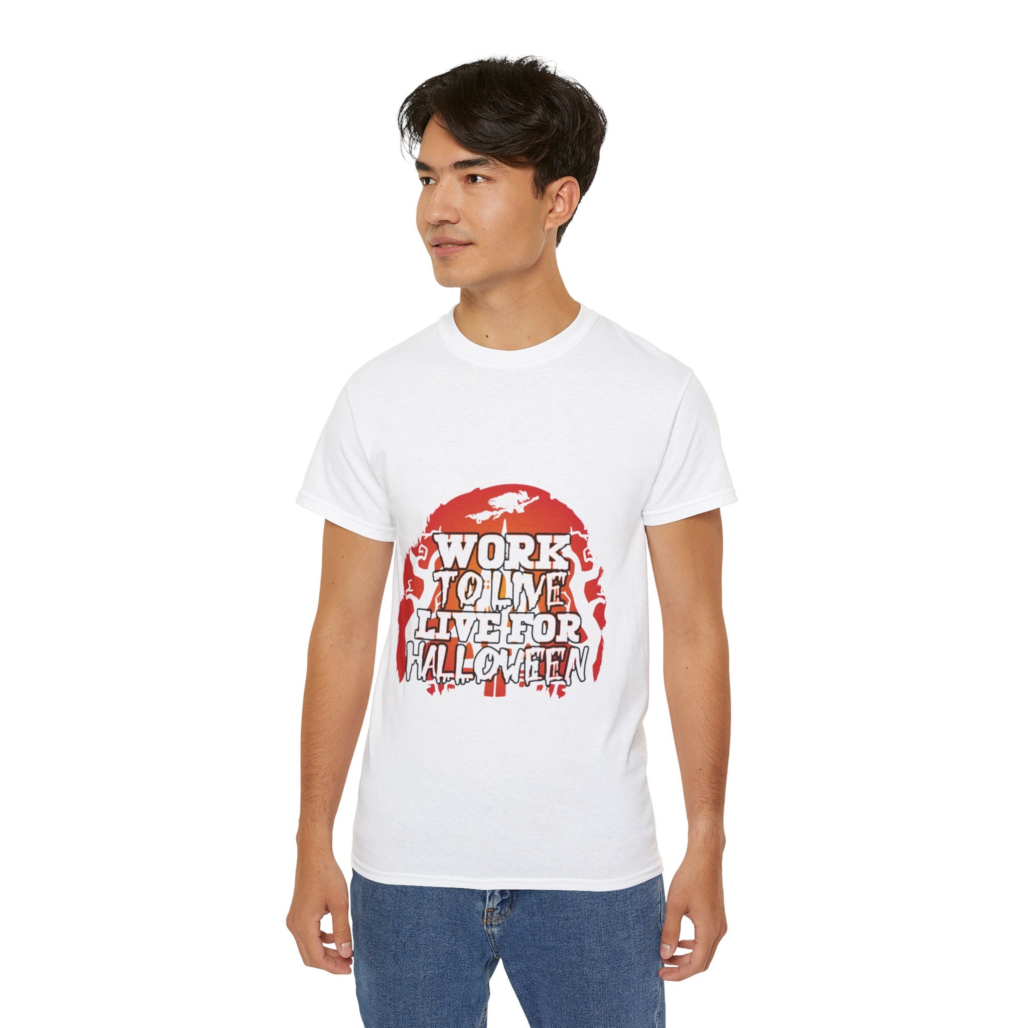 Work to Live, Live for Halloween" Graphic T-shirt