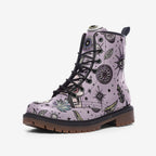 Celestial Symbols Vegan Combat Boots – Boho Pink Edition