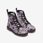 Celestial Symbols Vegan Combat Boots – Boho Pink Edition