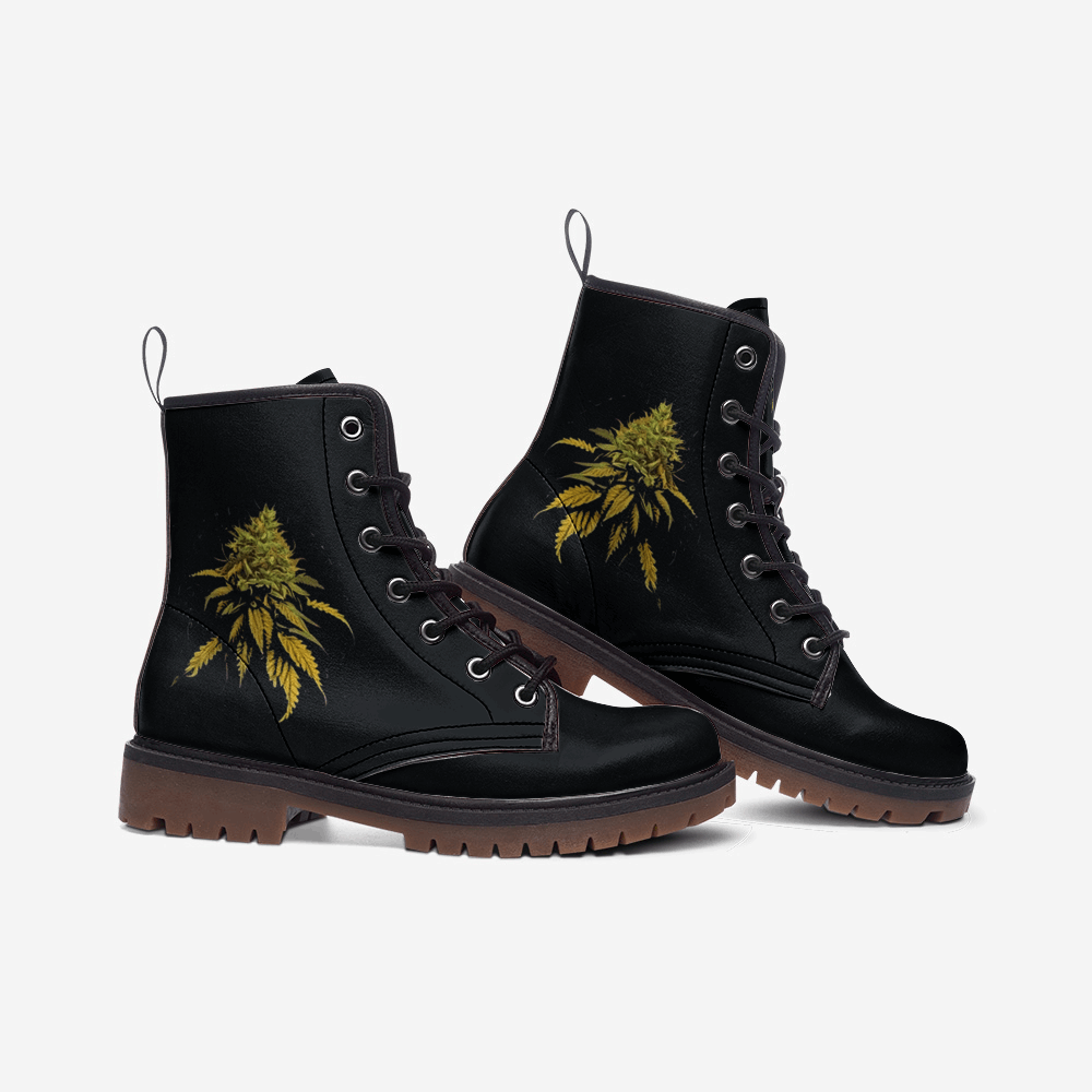 Cannabis Bud Vegan Combat Boots