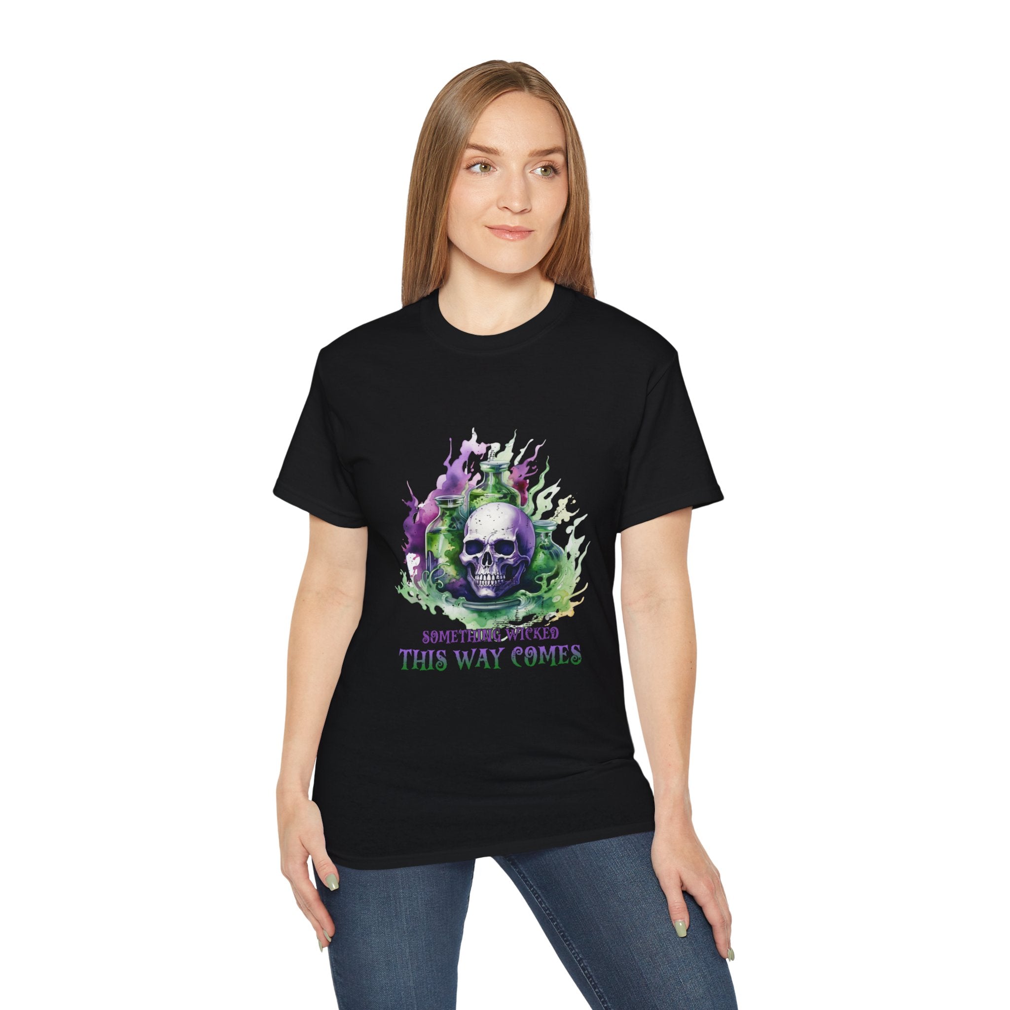 Something Wicked This Way Comes" Skull T-Shirt – Gothic Potion and Skull