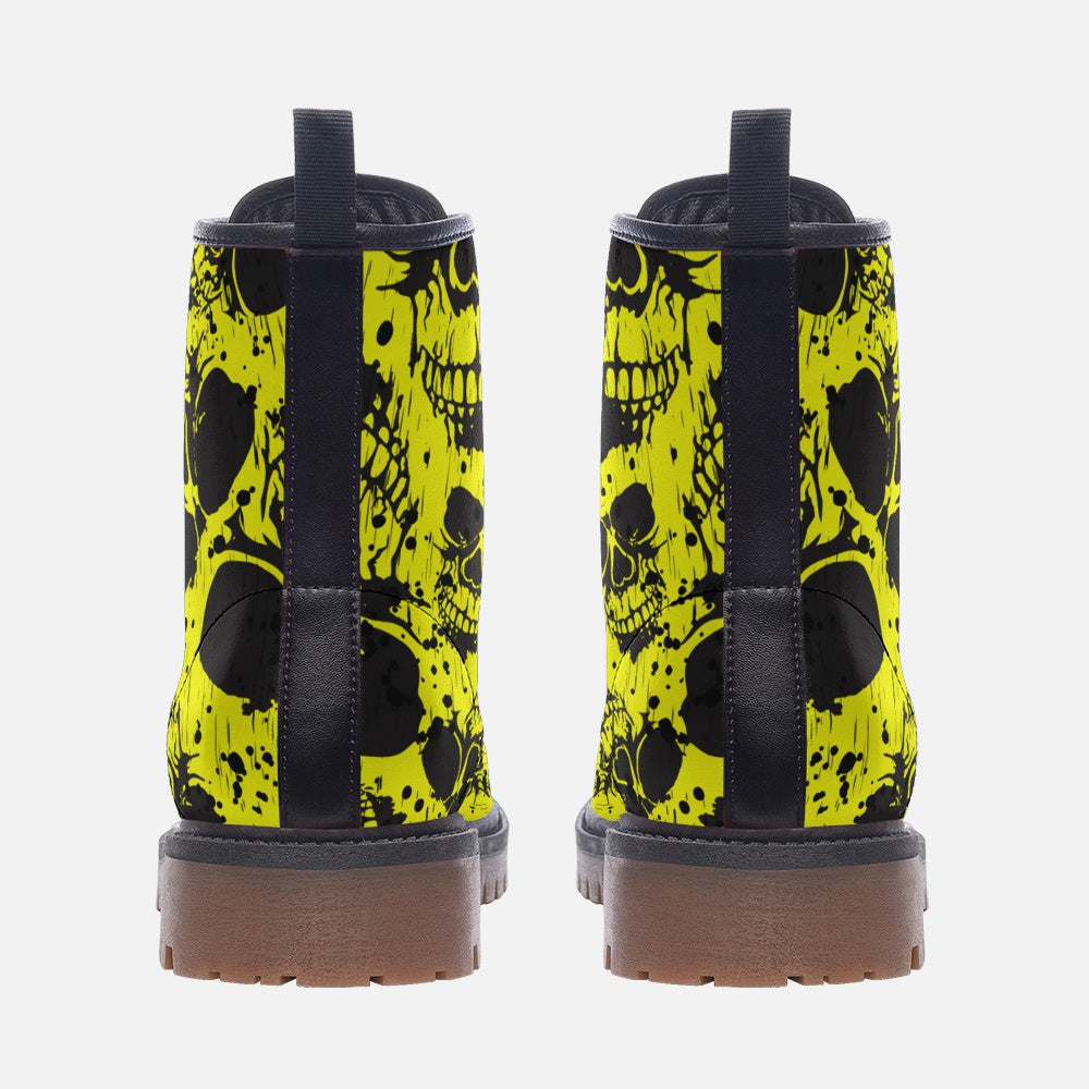 Yellow Skull Vegan Combat Boots