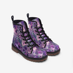 Mystic Purple Vegan Combat Boots – Botanical Hand Print