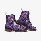 Mystic Purple Vegan Combat Boots – Botanical Hand Print