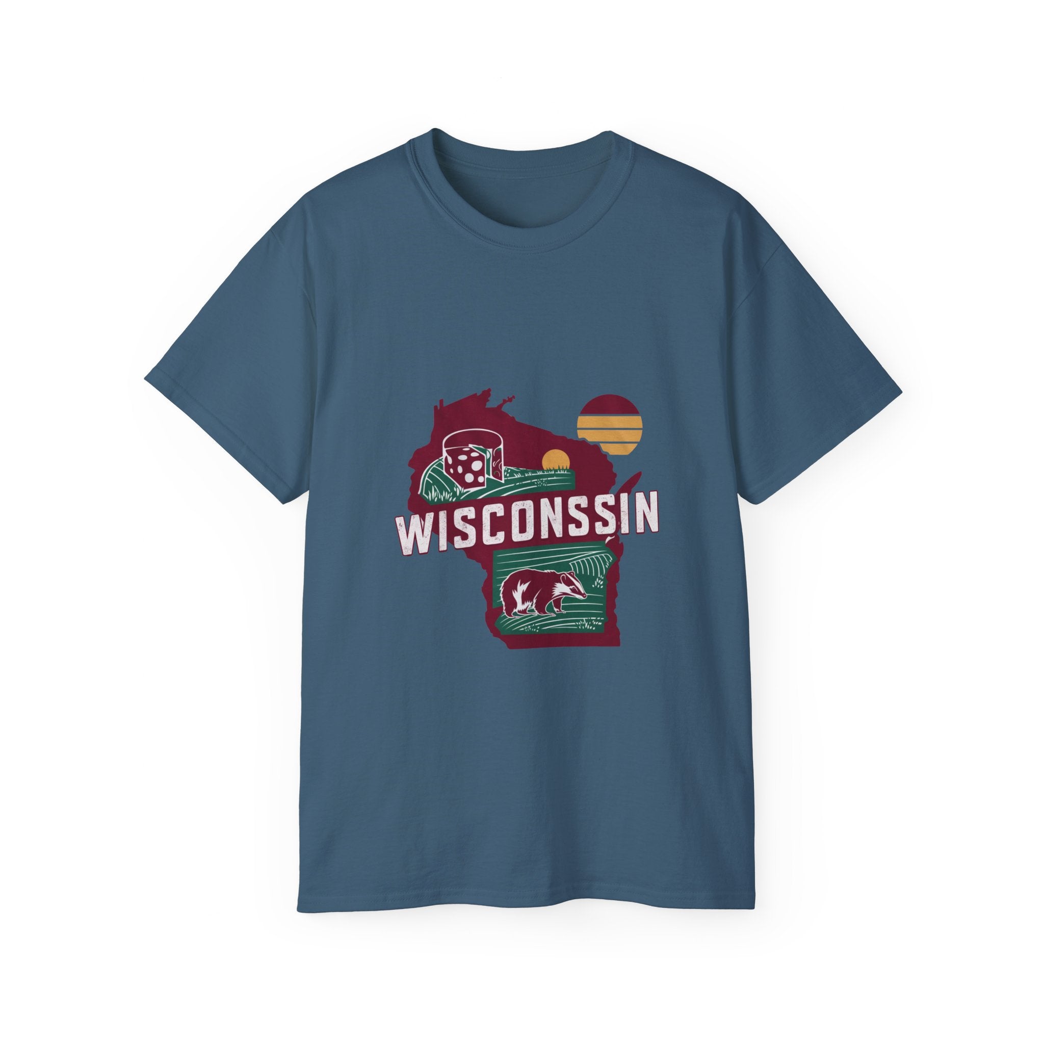 Retro Iconic Stati Uniti: T-shirt Wisconsin