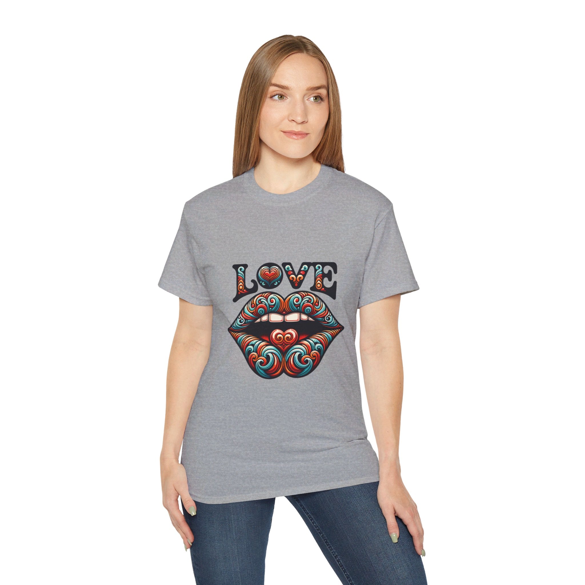 Hippie t-shirt, Love Heart Blue and Red T-shirt