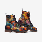 Floral Fantasy Vegan Combat Boots – Bold, Stylish & Eco-Friendly Footwear