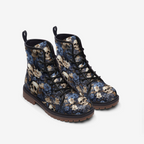 Skull & Blue Floral Combat Boots – Vegan Gothic Style