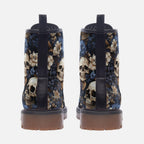 Skull & Blue Floral Combat Boots – Vegan Gothic Style