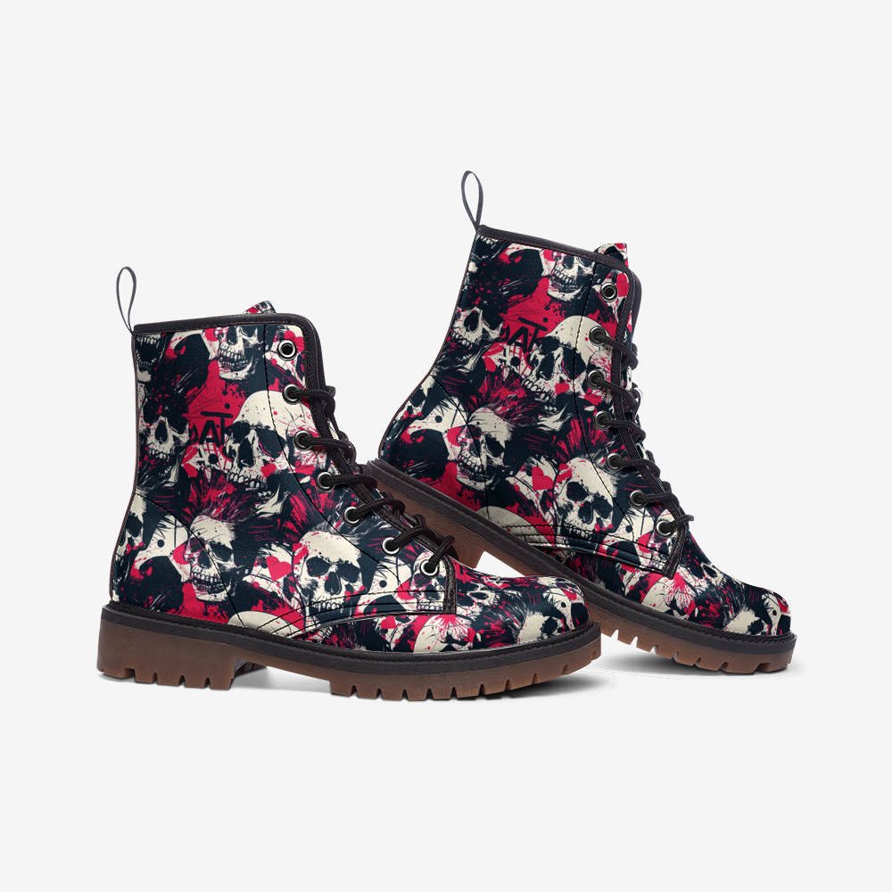 Grunge Skull Combat Boots – Vegan Alternative Style