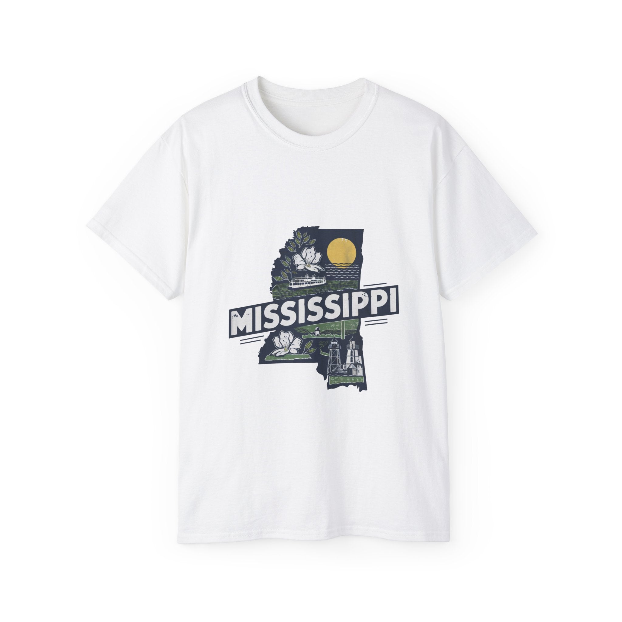 États américains emblématiques rétro : t-shirt Mississippi