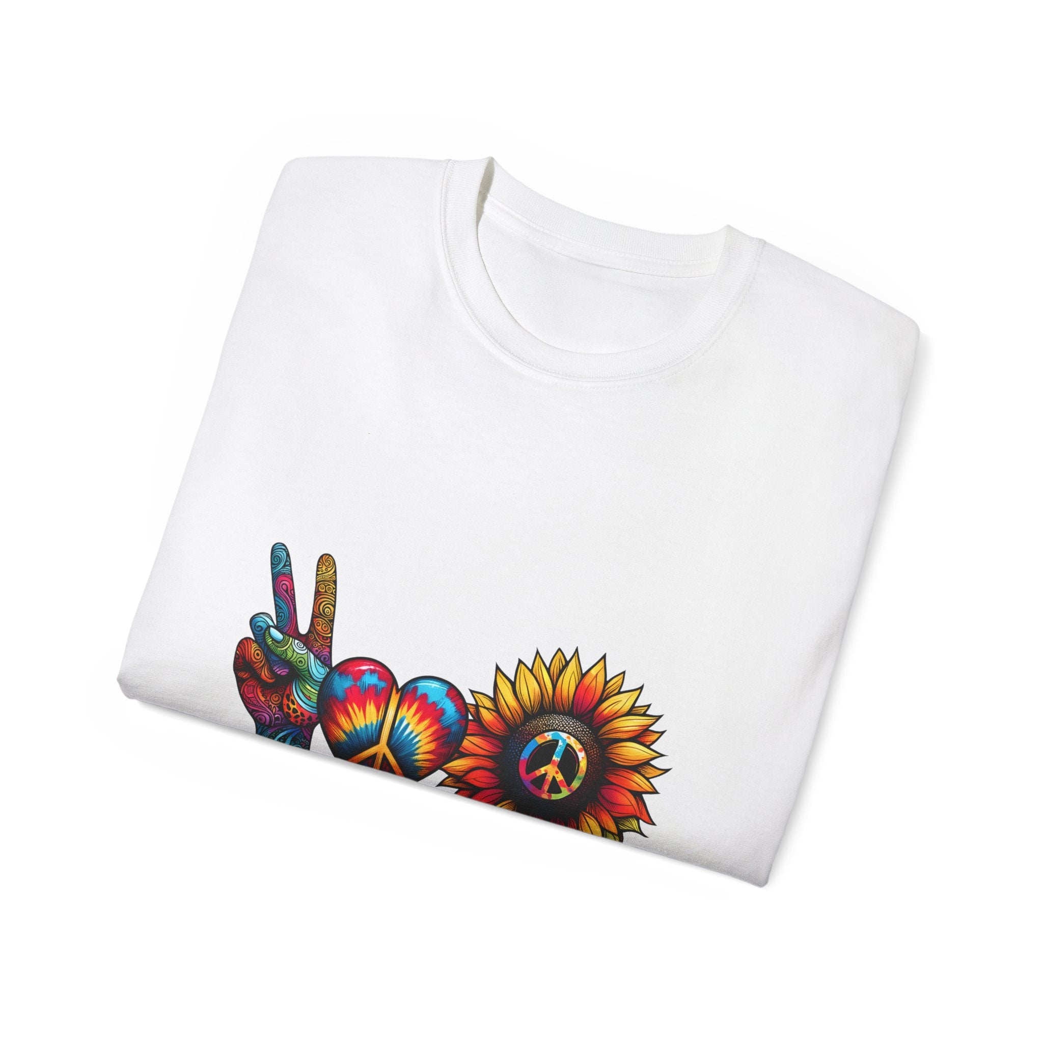 T-shirt hippie, t-shirt "paix" et "amour"