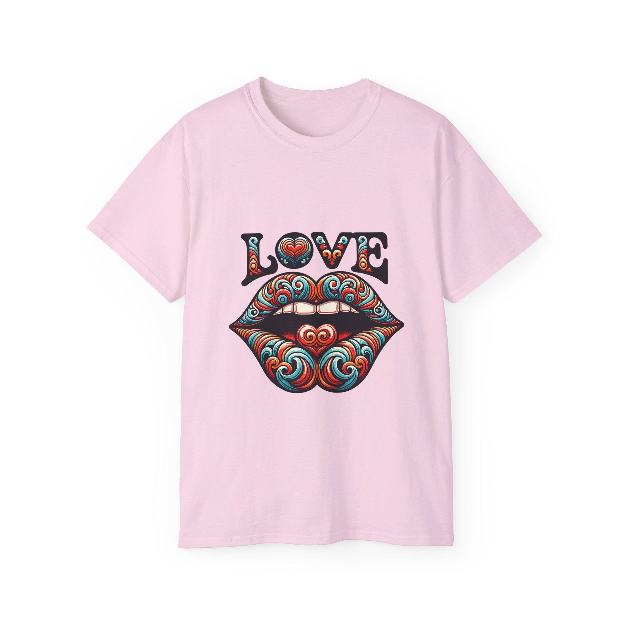 Hippie t-shirt, Love Heart Blue and Red T-shirt