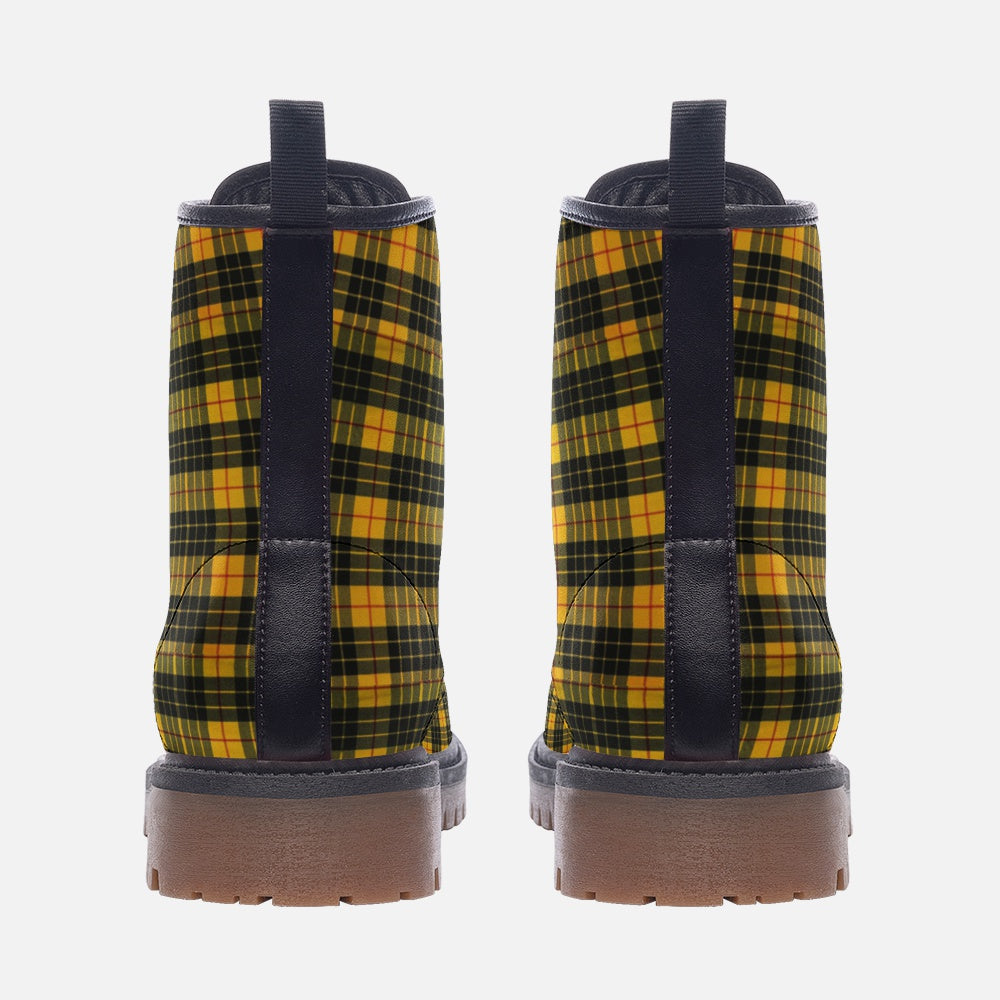 Yellow and Black Plaid Vegan Combat Boots