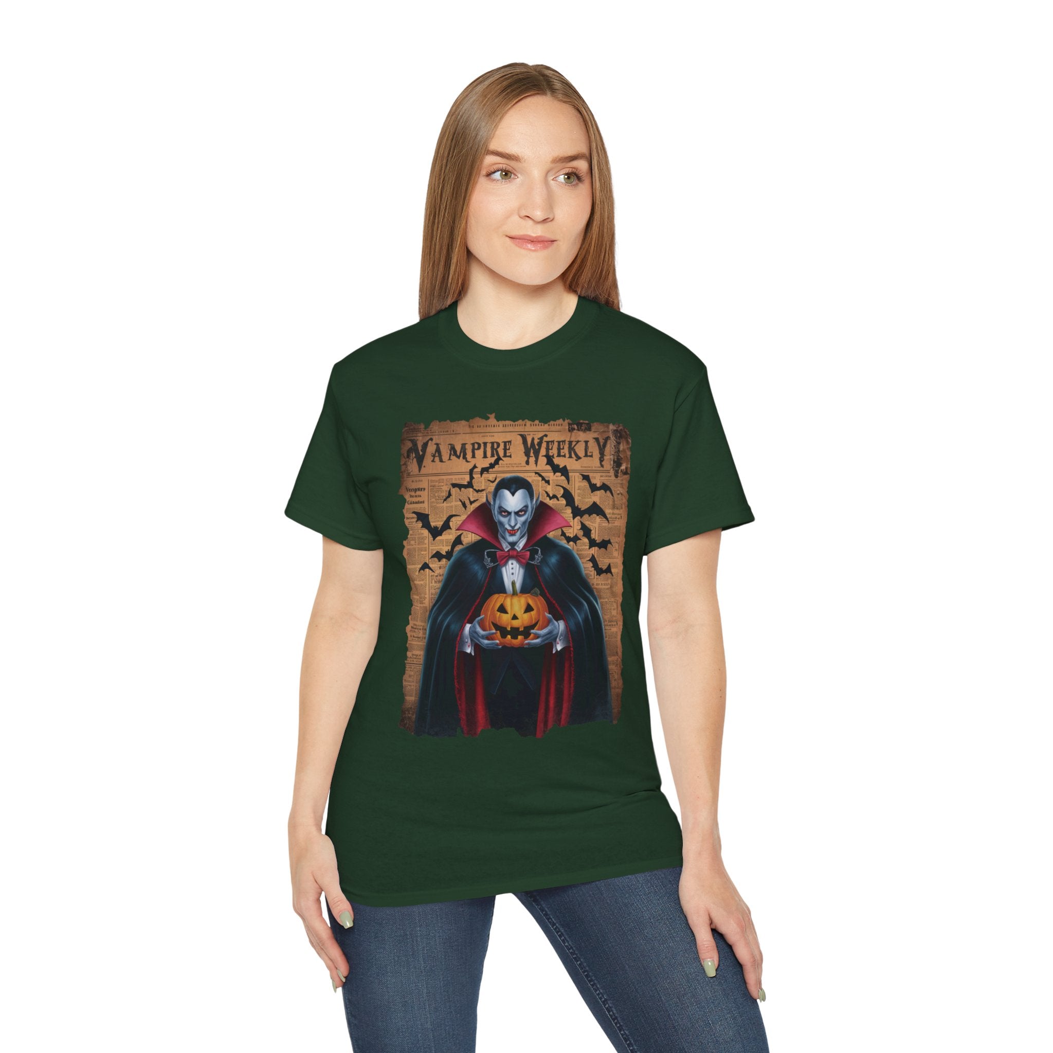 Vampire Weekly T-Shirt – Halloween Dracula with Pumpkin Design