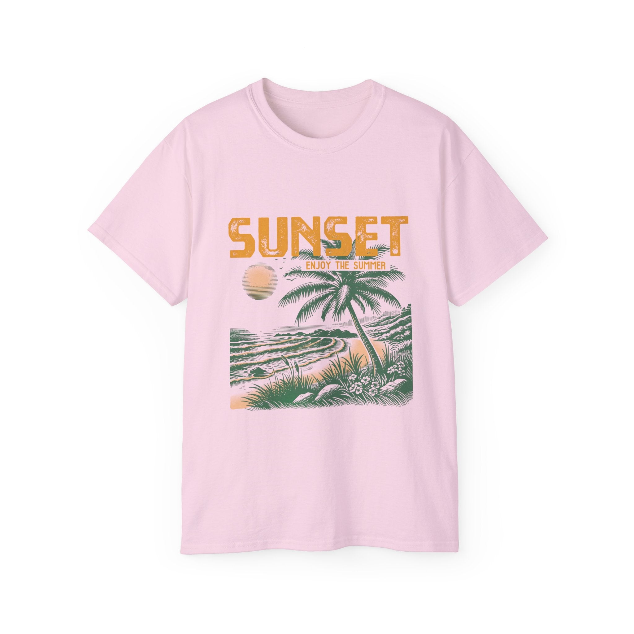 Plage d'été vintage : T-shirt coucher de soleil