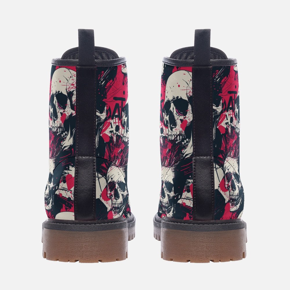 Skull Design Vegan Combat Boots – Stand Out with Edgy Style