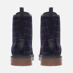 Blue Plaid Combat Boots: Stylish Rebel Stride!