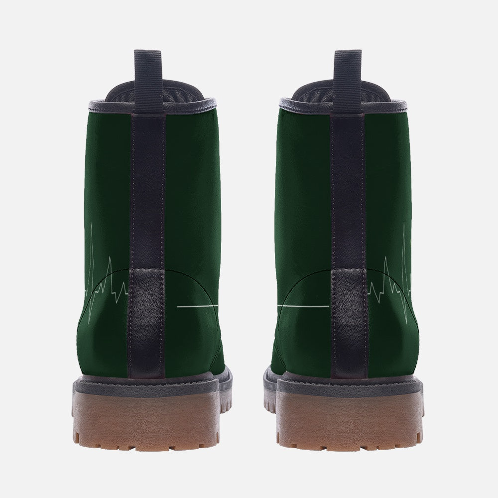 Cannabis Leaf Green Vegan Combat Boots – Sustainable Style