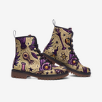 Mystic Eye Vegan Combat Boots – Purple Occult Print